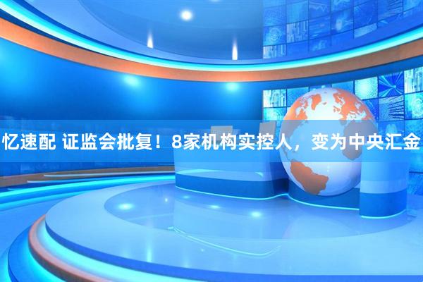 忆速配 证监会批复！8家机构实控人，变为中央汇金